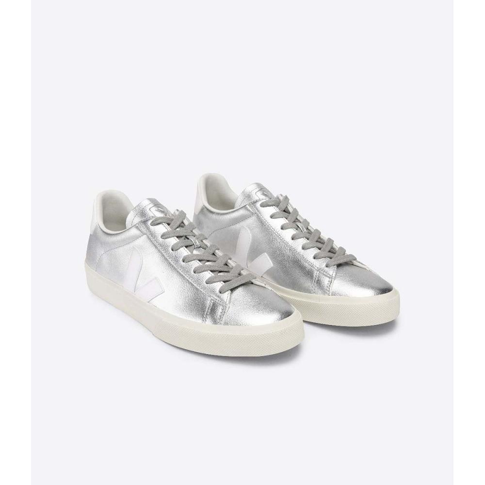 Women's Veja CAMPO CHROMEFREE Low Tops Sneakers Silver | ZA 600AHK